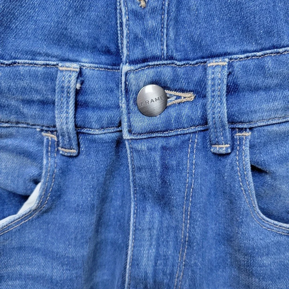Frame Denim Sleeveless Button Front Jumpsuit XS Blue Jean Straight Leg